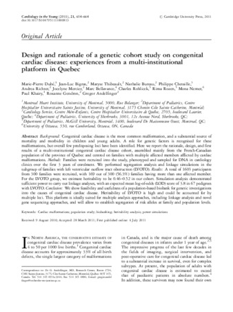 Design and rationale of a genetic cohort study on congenital cardiac disease: experiences from a multi-institutional platform in Quebec thumbnail