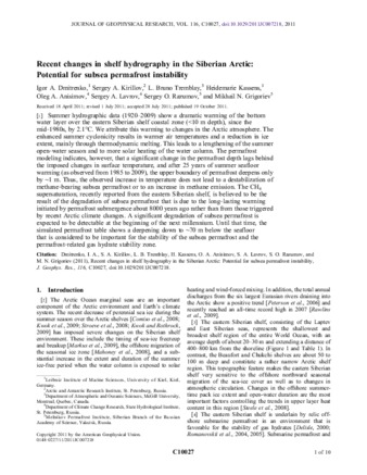 Recent changes in shelf hydrography in the Siberian Arctic: Potential for subsea permafrost instability thumbnail