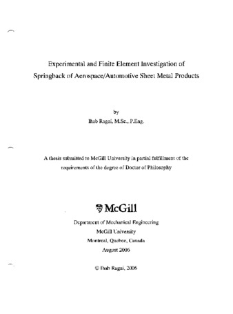 Experimental and finite element investigation of springback of aerospaceautomotive sheet metal products thumbnail