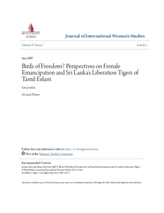 Birds of Freedom? Perspectives on Female Emancipation and Sri Lanka’s Liberation Tigers of Tamil Eelam thumbnail