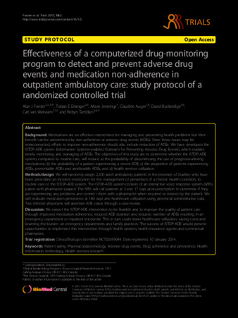 Effectiveness of a computerized drug-monitoring program to detect and prevent adverse drug events and medication non-adherence in outpatient ambulatory care: study protocol of a randomized controlled trial thumbnail