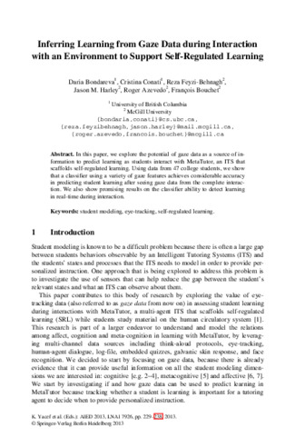 Inferring Learning from Gaze Data during Interaction with an Environment to Support Self-Regulated Learning thumbnail