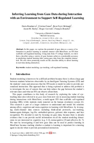 Inferring Learning from Gaze Data during Interaction with an Environment to Support Self-Regulated Learning thumbnail