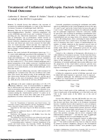 Treatment of Unilateral Amblyopia: Factors Influencing Visual Outcome thumbnail