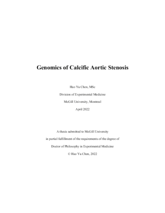 Genomics of calcific aortic stenosis thumbnail