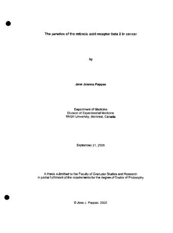 The paradox of the retinoic acid receptor beta 2 in cancer / thumbnail