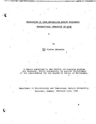 Regulation of iron metabolism during Neisseria meningitidis infection in mice thumbnail