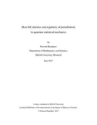 Heat full statistics and regularity of perturbations in quantum statistical mechanics thumbnail