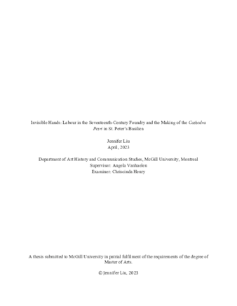Invisible Hands: Labour in the Seventeenth-Century Foundry and the Making of the Cathedra Petri in St. Peter’s Basilica thumbnail