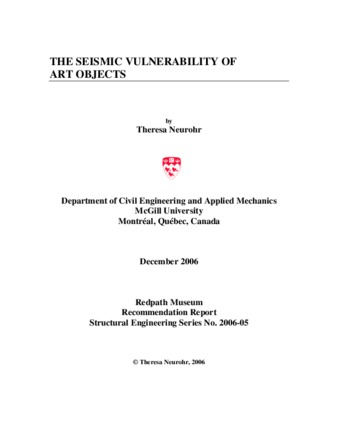 The seismic vulnerability of art objects: recommendation report for the Redpath Museum thumbnail