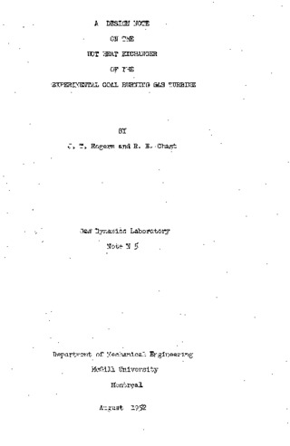 A design note on the hot heat exchanger of the experimental coal burning gas turbine thumbnail