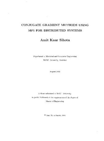 Conjugate gradient methods using MPI for distributed systems thumbnail