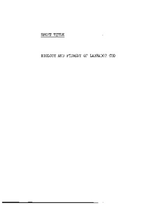 Biology and fishery of Atlantic cod (Gadus Morhua morhua L.) from Labrador. thumbnail