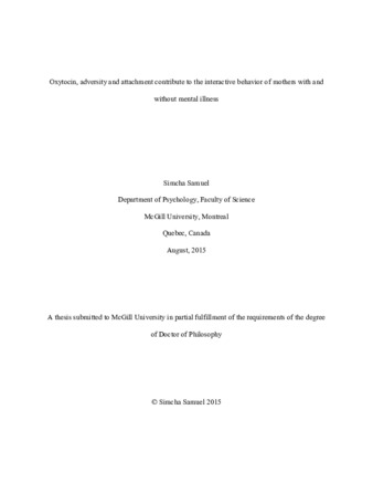 Oxytocin, adversity and attachment contribute to the interactive behavior of mothers with and without mental illness thumbnail