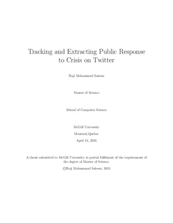 Tracking and extracting public response to crisis on Twitter thumbnail