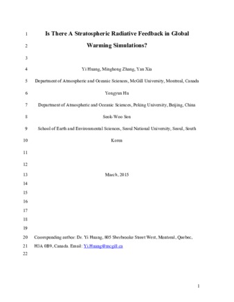 Is there a stratospheric radiative feedback in global warming simulations? thumbnail