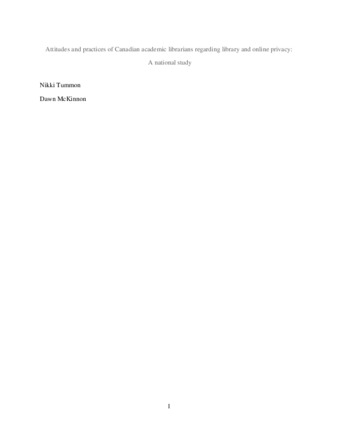 Attitudes and practices of Canadian academic librarians regarding library and online privacy: A national study thumbnail