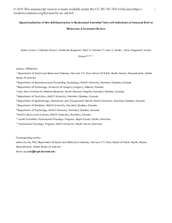 Operationalization of skin self-examination in randomized controlled trials with individuals at increased risk for melanoma: A systematic review thumbnail
