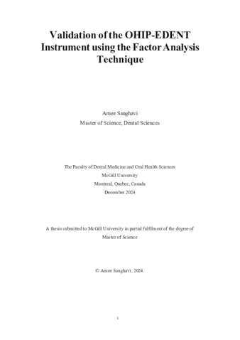 Validation of the OHIP-EDENT Instrument using the Factor Analysis Technique thumbnail