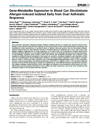 Gene-Metabolite Expression in Blood Can Discriminate Allergen-Induced Isolated Early from Dual Asthmatic Responses thumbnail