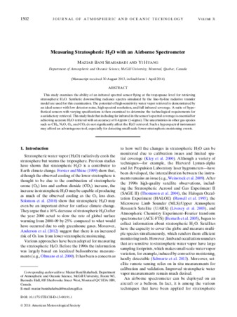 Measuring Stratospheric H2O with an Airborne Spectrometer thumbnail