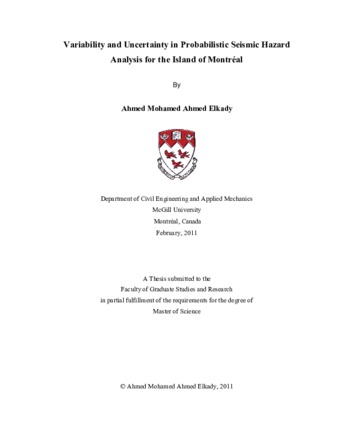 Variability and uncertainty in probabilistic seismic hazard analysis for the island of Montreal thumbnail