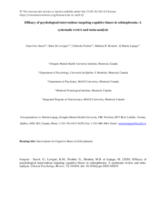 Efficacy of psychological interventions targeting cognitive biases in schizophrenia: A systematic review and meta-analysis thumbnail