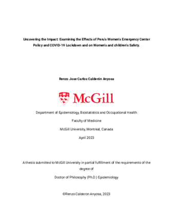 Uncovering the Impact: Examining the Effects of Peru's COVID-19 Lockdown and Women's Emergency Center Policies on Women's and children's Safety. thumbnail