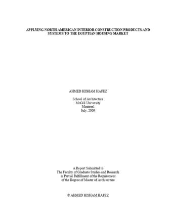 Applying North American Interior Construction Products and Systems to the Egyptian Housing Market thumbnail