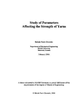 Study of parameters affecting the strength of yarns thumbnail