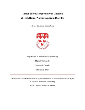 Tensor based morphometry in children at high risk of Autism Spectrum Disorder thumbnail