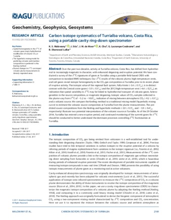 Carbon isotope systematics of Turrialba volcano, Costa Rica, using a portable cavity ring-down spectrometer thumbnail