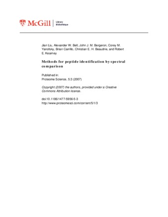 Methods for peptide identification by spectral comparison thumbnail