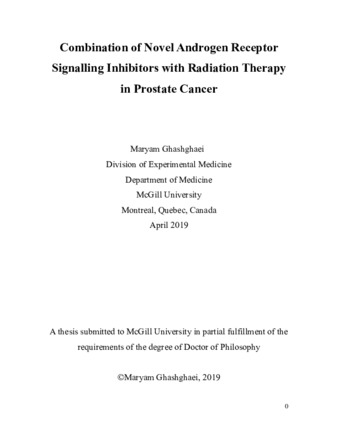 Combination of novel androgen receptor signalling inhibitors with radiation therapy in prostate cancer thumbnail