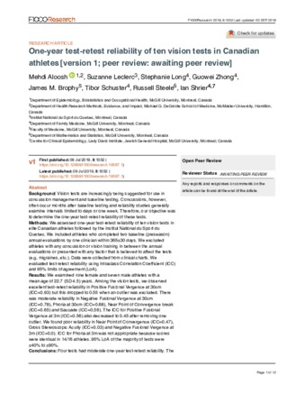 One-year test-retest reliability of ten vision tests in Canadian athletes thumbnail