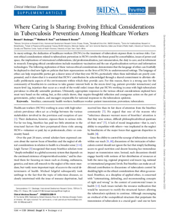 Where Caring Is Sharing: Evolving Ethical Considerations in Tuberculosis Prevention Among Healthcare Workers thumbnail