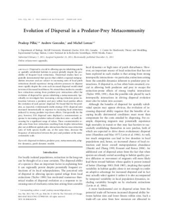 Evolution of Dispersal in a Predator-Prey Metacommunity thumbnail
