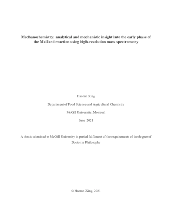 Mechanochemistry: analytical and mechanistic insight into the early phase of the Maillard reaction using high-resolution mass spectrometry thumbnail