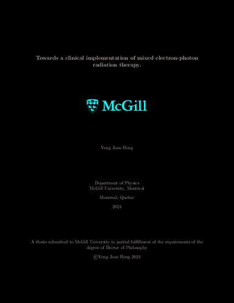 Towards a clinical implementation of mixed electron-photon radiation therapy thumbnail