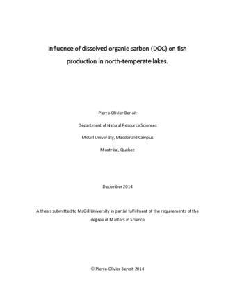 Influence of dissolved organic carbon (DOC) on fish production in north-temperate lakes thumbnail