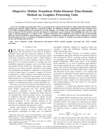 Dispersive Möbius Transform Finite-Element Time-Domain Method on Graphics Processing Units thumbnail