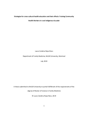 Strategies for cross-cultural health education and their effects: training community health workers in rural indigenous Ecuador thumbnail