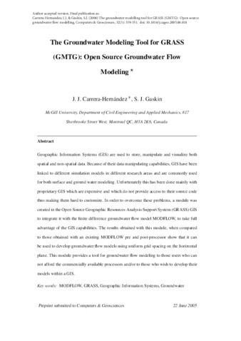 The groundwater modeling tool for GRASS (GMTG): Open source groundwater flow modeling thumbnail