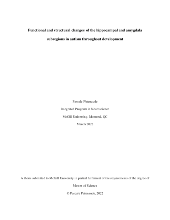 Functional and structural alterations of the hippocampal and amygdala subregions in autism throughout development thumbnail
