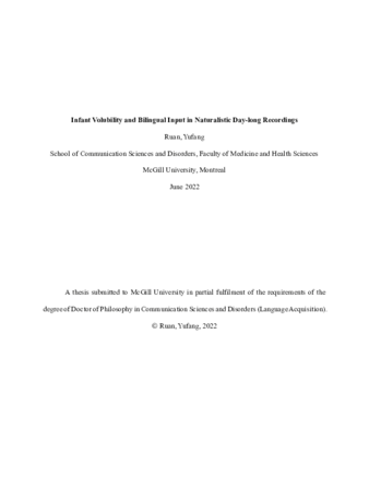 Infant volubility and bilingual input in naturalistic day-long recordings thumbnail