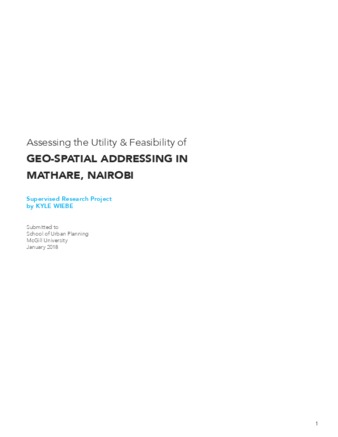 Assessing the Utility & Feasibility of Geo-spatial Addressing in Mathare, Nairobi thumbnail