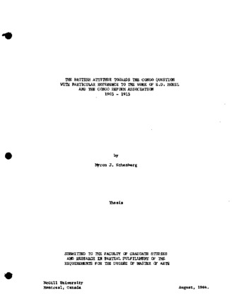 The British attitude towards the Congo Question with particular reference to the work of E. D. Morel and the Congo Reform Association 1903-1913. thumbnail