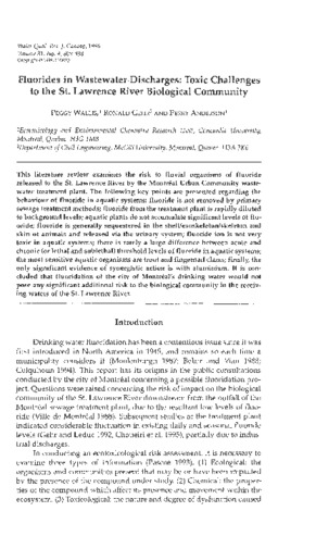 Fluorides in wastewater discharges: Toxic challenges to the St. Lawrence river biological community thumbnail