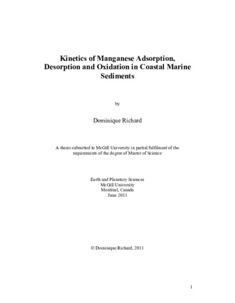 Kinetics of manganese adsorption, desorption and oxidation in coastal marine sediments thumbnail