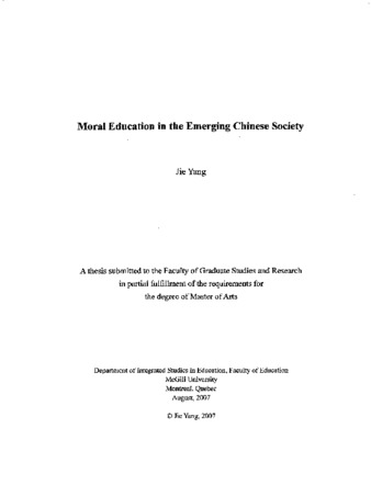 Moral education in the emerging Chinese society thumbnail